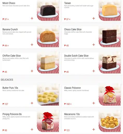 Menu at Red Ribbon .